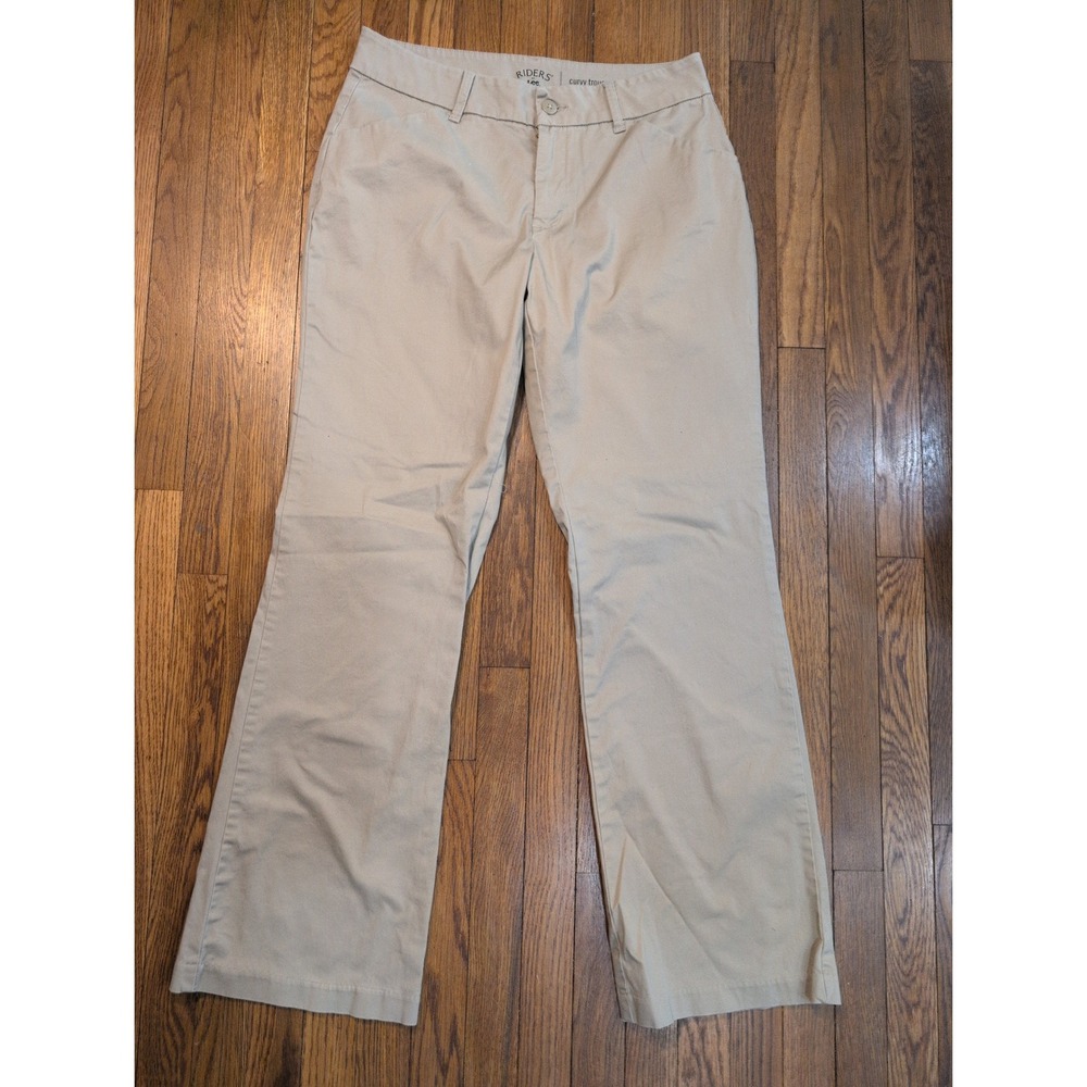 Lee Riders Khaki Tan Curvy Trouser Straight Leg Stretch Pants 16‎ LONG